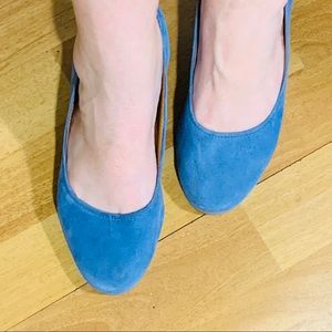 Seychelles sling back blue suede shoes